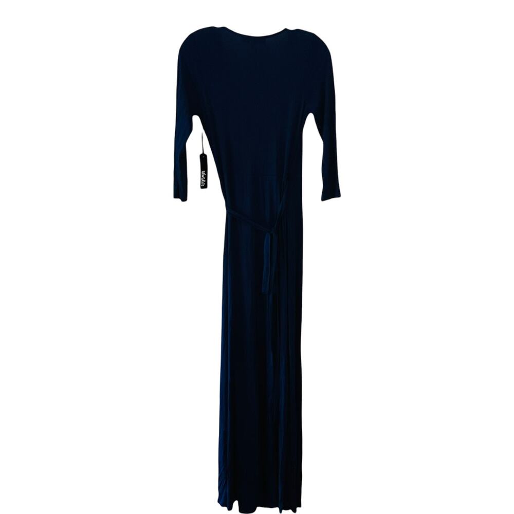 Lulus Garden District Navy Blue Maxi Wrap Dress Size Small NEW - Picture 4 of 12